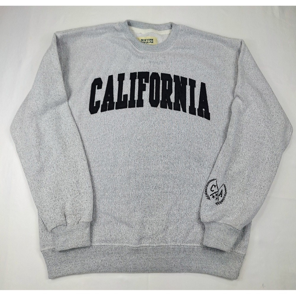 New York Popular California Sweatshirt Heather Grey Womens Large Pullover